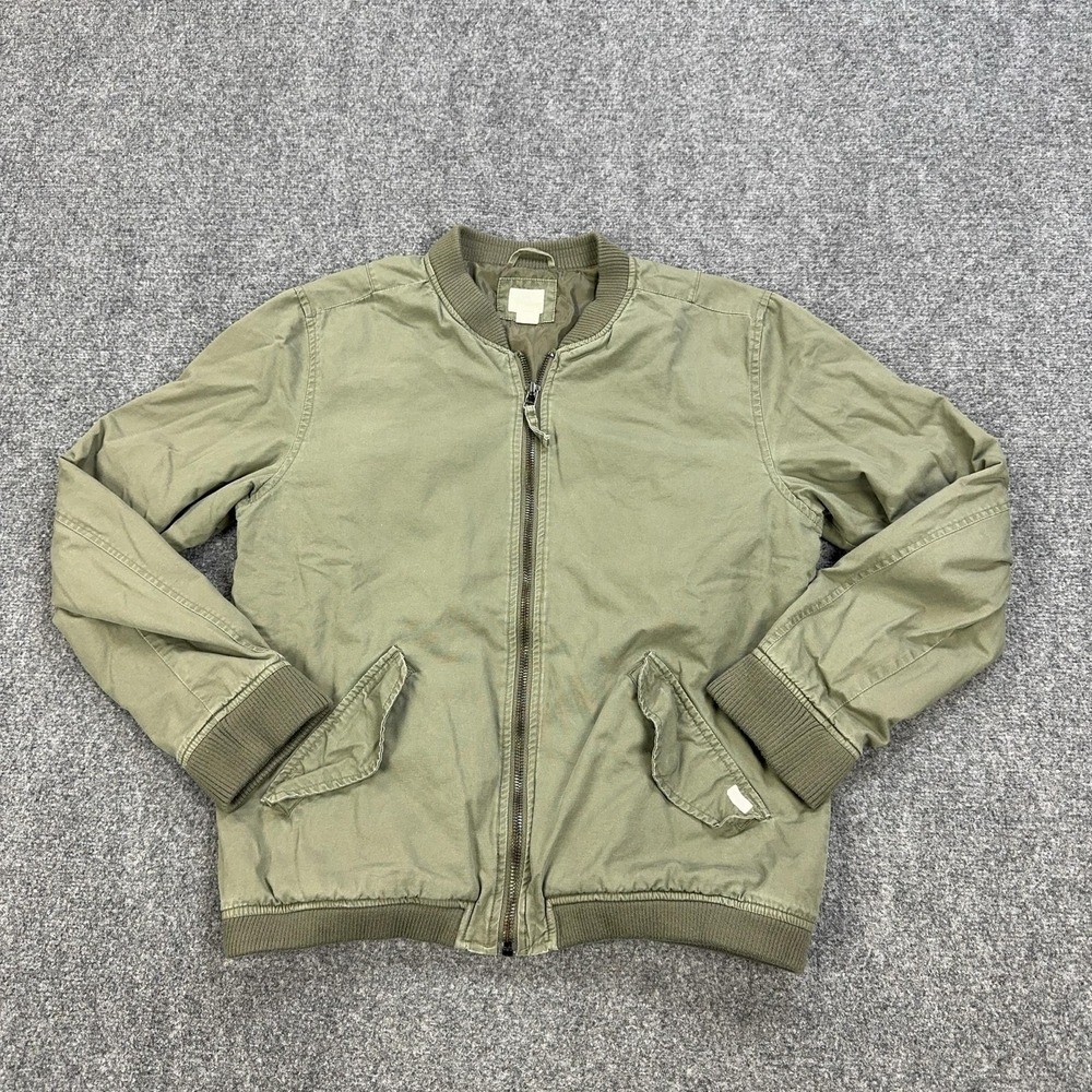 RVCA Jacket Mens Large Green Canvas Bomber Full Zip Lined Casual Streetwear